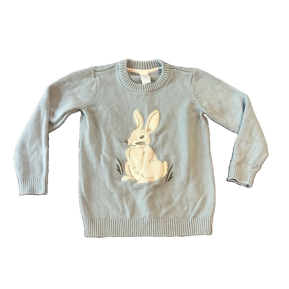 Gymboree Unisex Blue Embroidered Bunny Sweater 8 Easter Spring Cotton Coquette